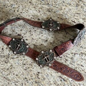 TONY LAMA Belt CONCHO Rhinestone studded EUC. See video for measurements/size